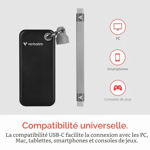 Disque SSD Verbatim Pocket 1 To USB-C - vue 5