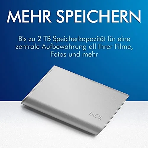 LaCie SSD portable 2 To USB-C Argent - vue 3