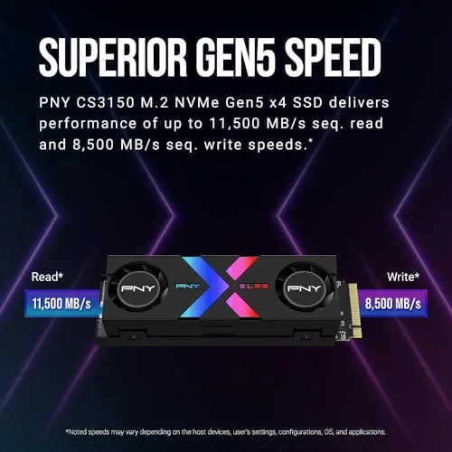 PNY CS3150 1TB SSD PCIe Gen5 RGB - vue 3