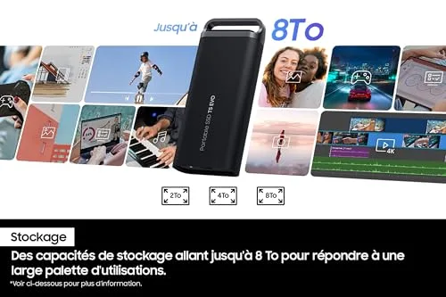 Samsung SSD Externe T5 EVO 8 To Noir - vue 9