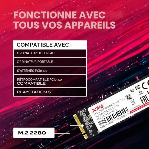 SSD Adata XPG Gammix S70 Blade 2To - vue 4