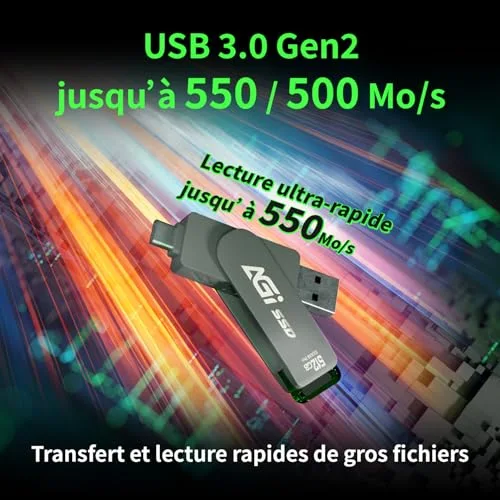 SSD AGI ED138 Pro 1TB USB-C - vue 3