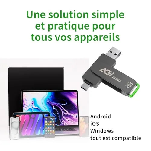 SSD AGI ED138 Pro 1TB USB-C - vue 6