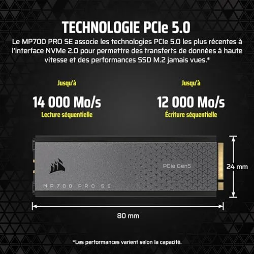 SSD Corsair MP700 PRO SE 2 To - vue 4