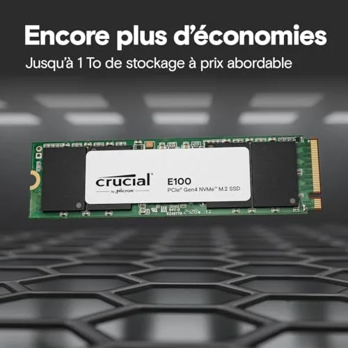 SSD Crucial E100 480 Go PCIe 4.0 - vue 3