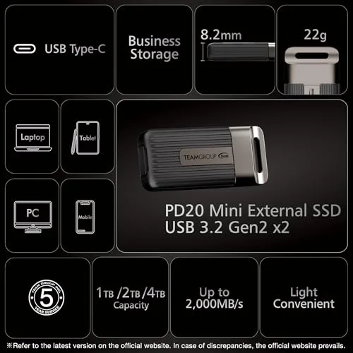 SSD Team Group PD20 Mini 2TB - vue 6