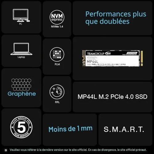 Team Group MP44L SSD 2 To - vue 3
