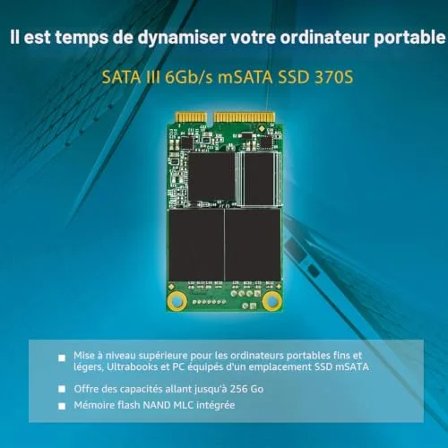 Transcend 370S SSD 256 Go mSATA - vue 3