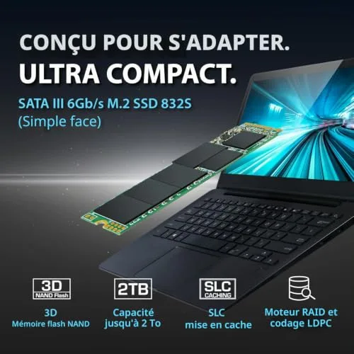 Transcend 832S 256 Go SSD M.2 - vue 3