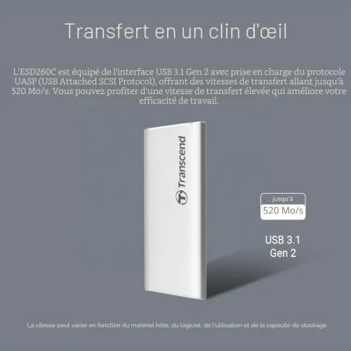 Transcend ESD260C 250GB SSD Externe - vue 4