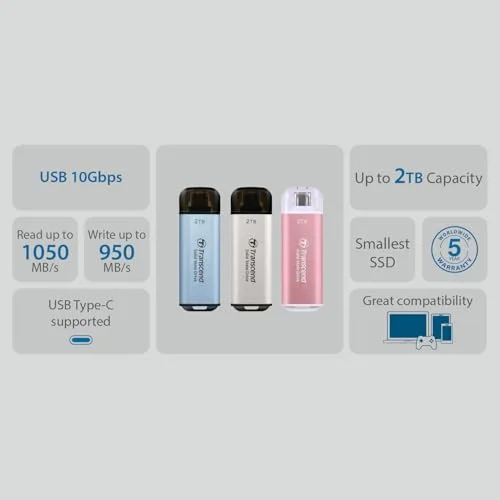 Transcend ESD300 512 Go Rose - vue 6