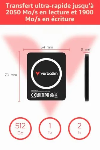 Verbatim SnapBack Ultra Slim 2 TB SSD - vue 3