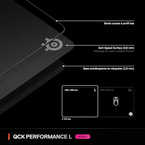 SteelSeries QcK Performance L Speed Noir - vue 7