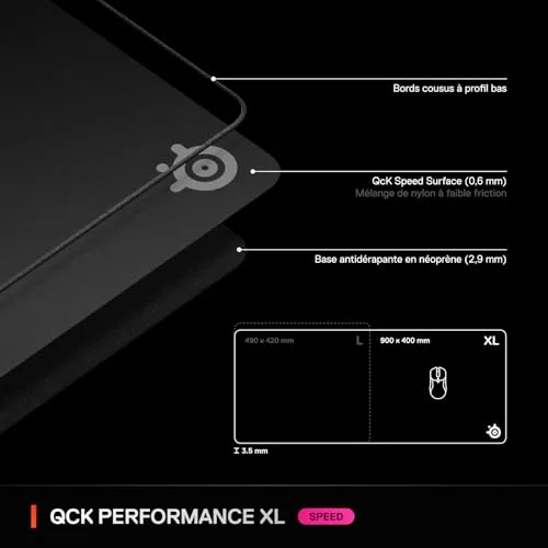 SteelSeries QcK Performance XL Speed Noir - vue 7