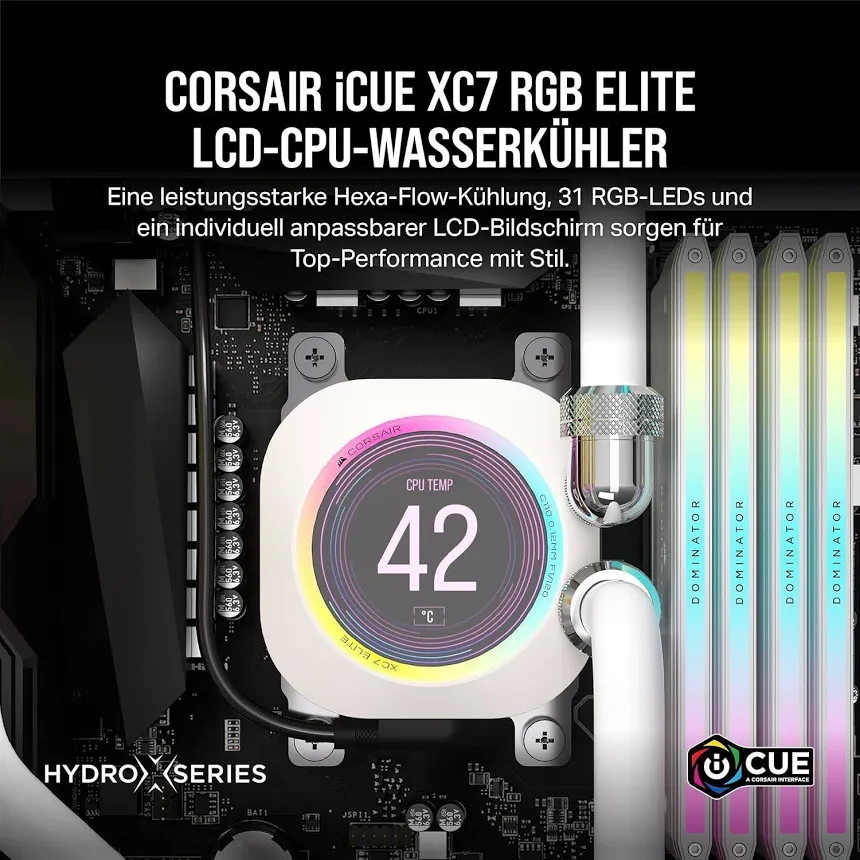 Corsair iCUE XC7 RGB ELITE LCD Blanc - vue 4
