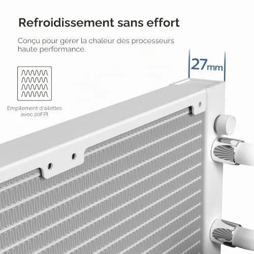Refroidisseur de processeur - MONTECH - HyperFlow Silent 360 - Ultra silencieux - 3100 tr/min - Blanc - vue 4