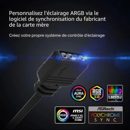 Ventirad processeur - GAMDIAS - Boreas E1-410 RGB - Blanc - 120 mm - RGB - vue 6