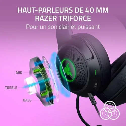 Casque de jeu - Razer - Kraken Kitty V2 - Noir - USB-A - Over-Ear - vue 6