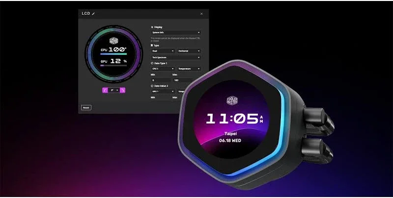 Cooler Master MasterLiquid 240 Atmos II LCD ARGB Noir - vue 3