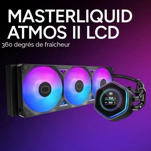Cooler Master MasterLiquid 360 Atmos II LCD ARGB Noir - vue 3