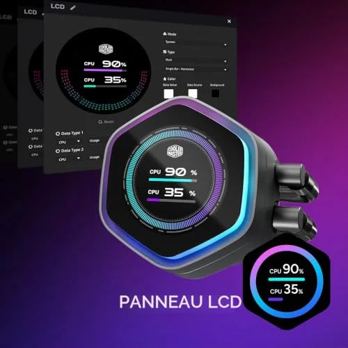 Cooler Master MasterLiquid 360 Atmos II LCD ARGB Noir - vue 4