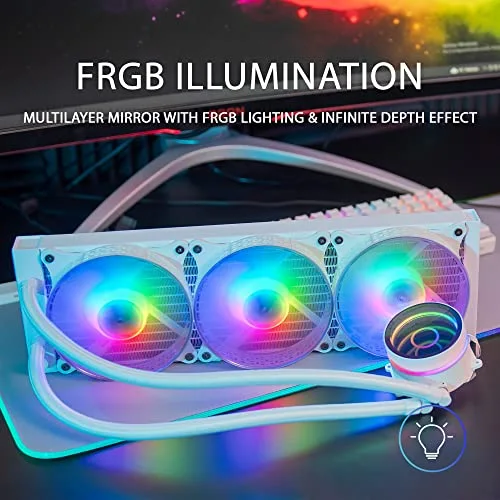 Kit Watercooling AIO - Mars Gaming - ML-One RGB - 360mm - Blanc - 550W TDP - vue 2