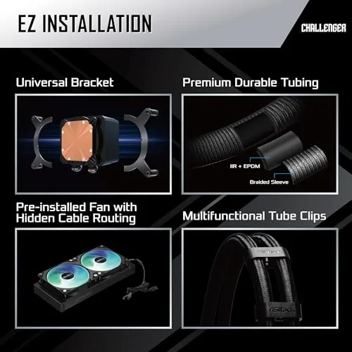 Refroidissement - ventilation - watercooling Asrock liquid cooling system challenger 240 digital 240mm - vue 6