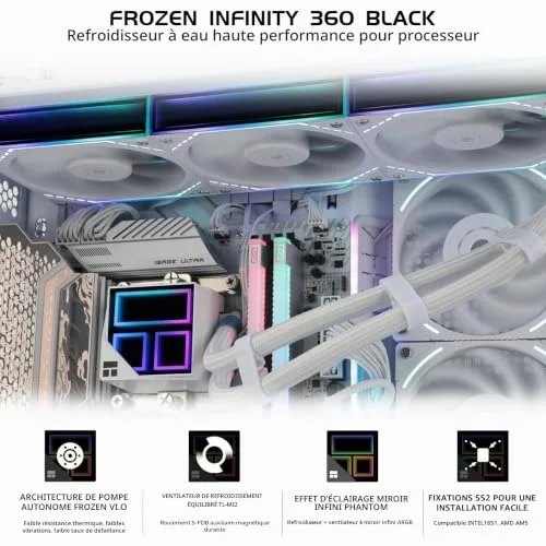 THERMALRIGHT - Frozen Infinity 360 - Watercooling AIO - Ventilateurs 120mm - ARGB Intel AMD - Blanc - vue 5