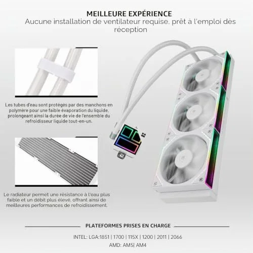 THERMALRIGHT - Frozen Infinity 360 - Watercooling AIO - Ventilateurs 120mm - ARGB Intel AMD - Blanc - vue 9