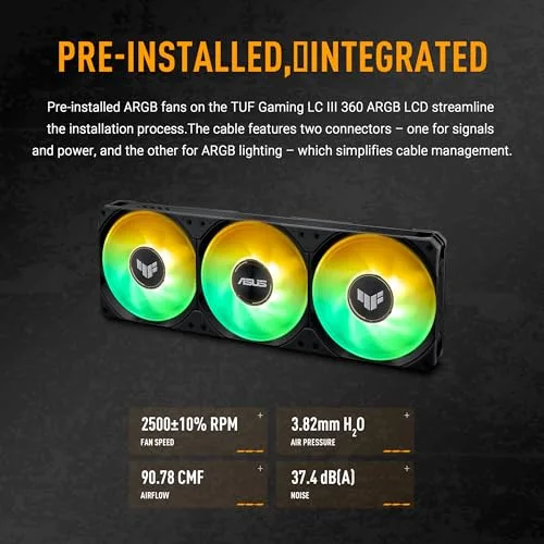 Watercooling AIO 360 mm - Asus TUF - LC III 360 ARGB LCD - Écran 28 IPS personnalisable - 3 x 120 mm - vue 5
